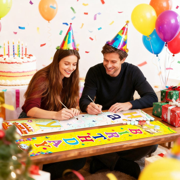 Paint By Numbers KitPorch Sign - Happy Birthday Balloons and Candles - isuvio