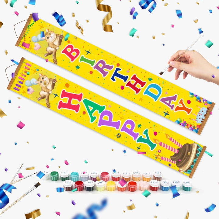 Paint By Numbers KitPorch Sign - Happy Birthday Balloons and Candles - isuvio