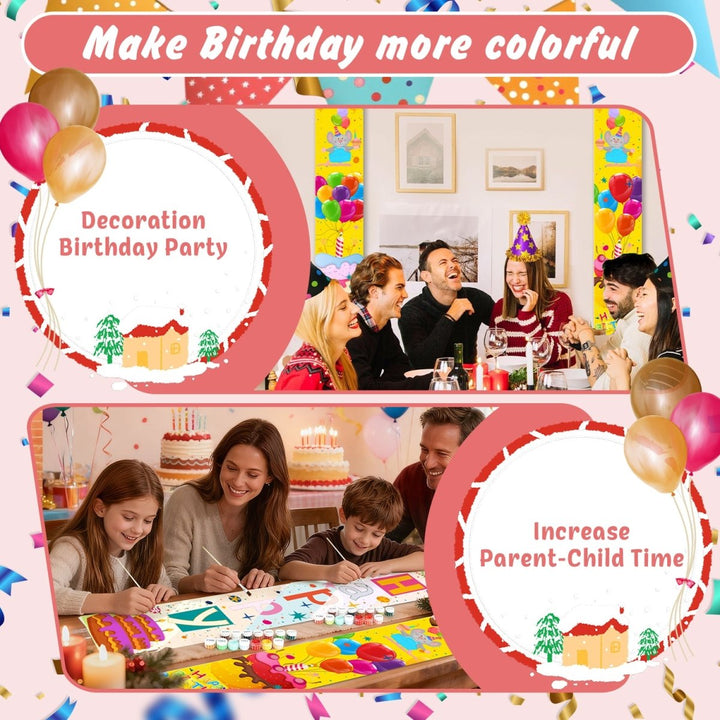 Paint By Numbers KitPorch Sign - Happy Birthday Balloons Yellow - isuvio