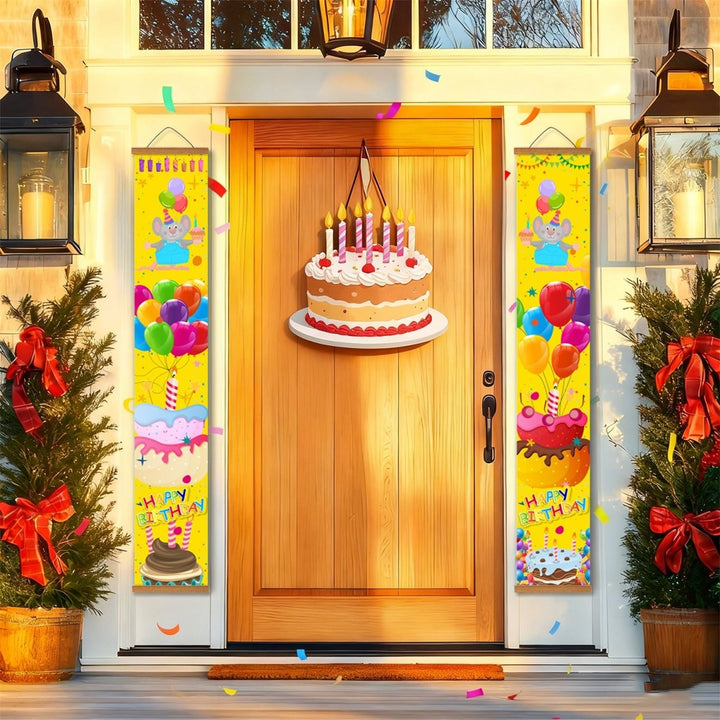 Paint By Numbers KitPorch Sign - Happy Birthday Balloons Yellow - isuvio