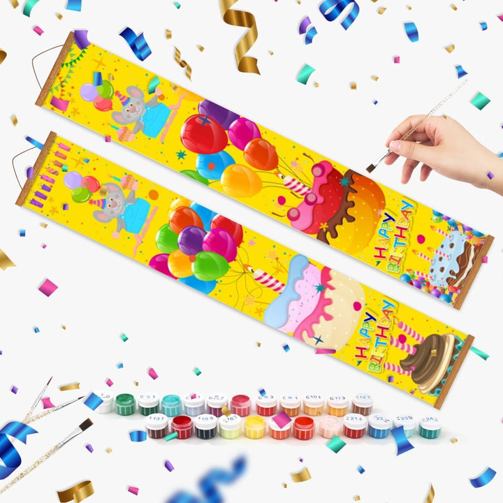 Paint By Numbers KitPorch Sign - Happy Birthday Balloons Yellow - isuvio