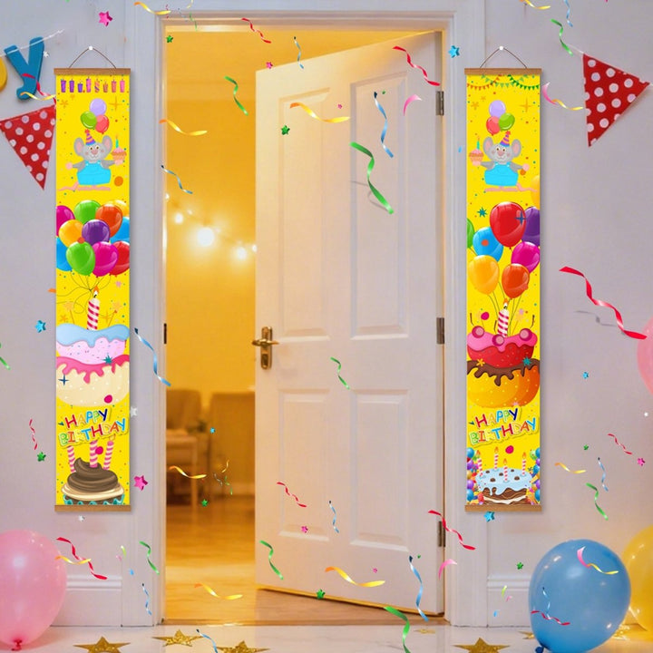 Paint By Numbers KitPorch Sign - Happy Birthday Balloons Yellow - isuvio
