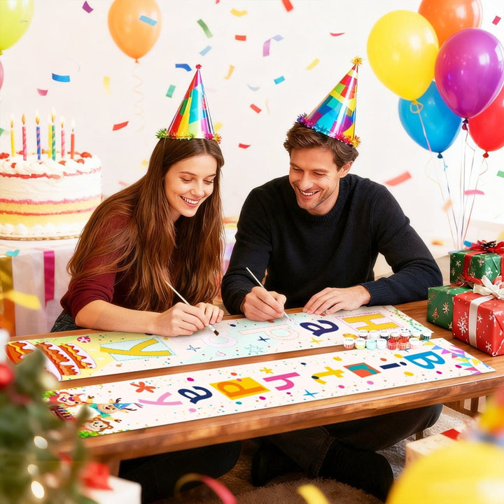 Paint By Numbers KitPorch Sign - Happy Birthday Confetti Streamers - isuvio
