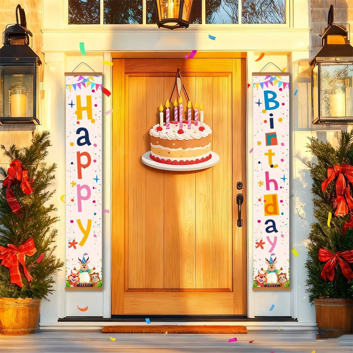 Paint By Numbers KitPorch Sign - Happy Birthday Confetti Streamers - isuvio