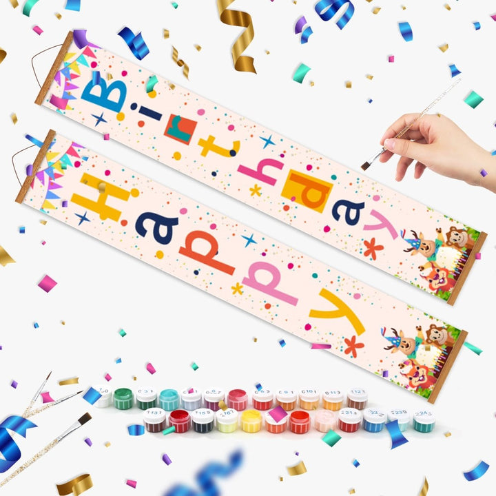 Paint By Numbers KitPorch Sign - Happy Birthday Confetti Streamers - isuvio