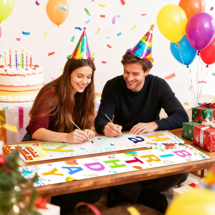 Paint By Numbers KitPorch Sign - Happy Birthday Confetti White - isuvio