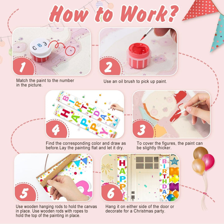Paint By Numbers KitPorch Sign - Happy Birthday Confetti White - isuvio