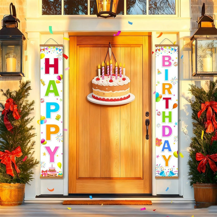 Paint By Numbers KitPorch Sign - Happy Birthday Confetti White - isuvio