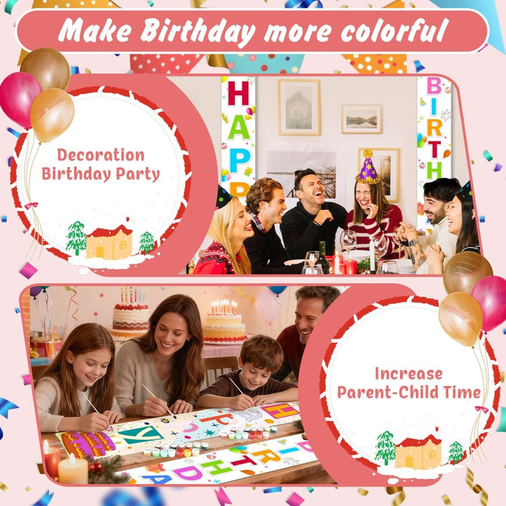 Paint By Numbers KitPorch Sign - Happy Birthday Confetti White - isuvio
