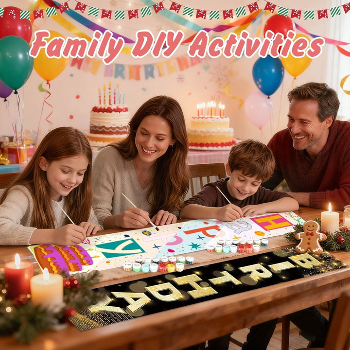 Paint By Numbers KitPorch Sign - Happy Birthday Gold Black Letters - isuvio
