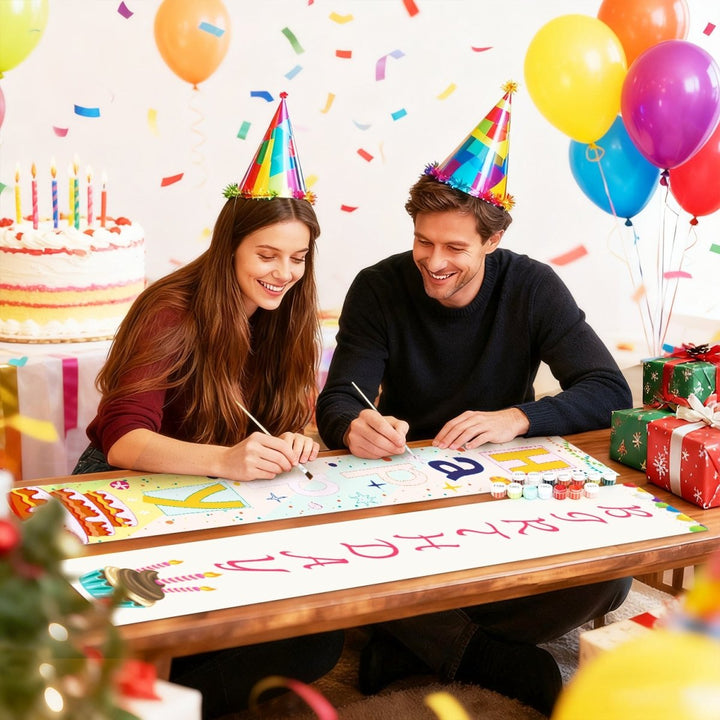 Paint By Numbers KitPorch Sign - Happy Birthday Letters with Cakes - isuvio