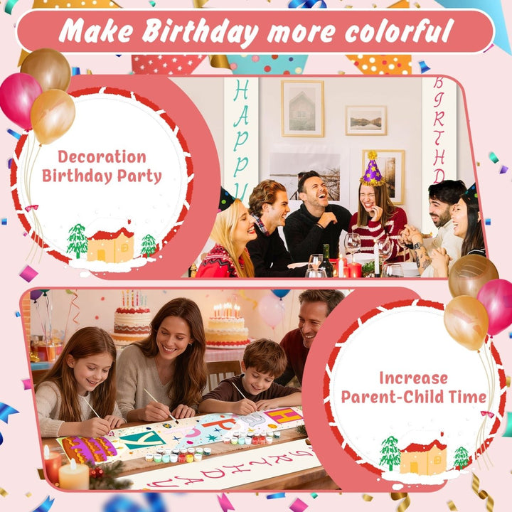 Paint By Numbers KitPorch Sign - Happy Birthday Letters with Cakes - isuvio