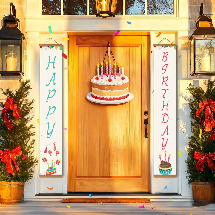 Paint By Numbers KitPorch Sign - Happy Birthday Letters with Cakes - isuvio