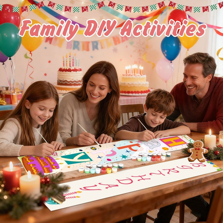 Paint By Numbers KitPorch Sign - Happy Birthday Letters with Cakes - isuvio