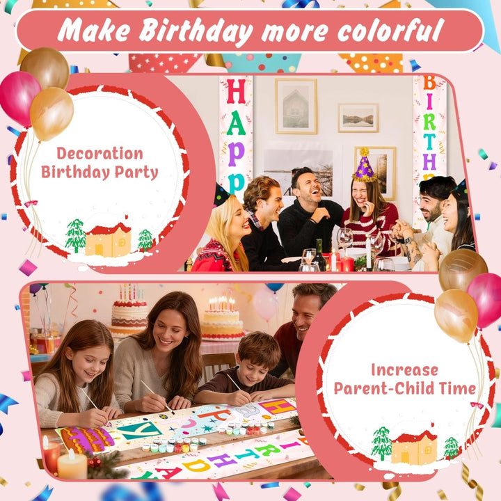 Paint By Numbers KitPorch Sign - Happy Birthday Multicolor Letters - isuvio