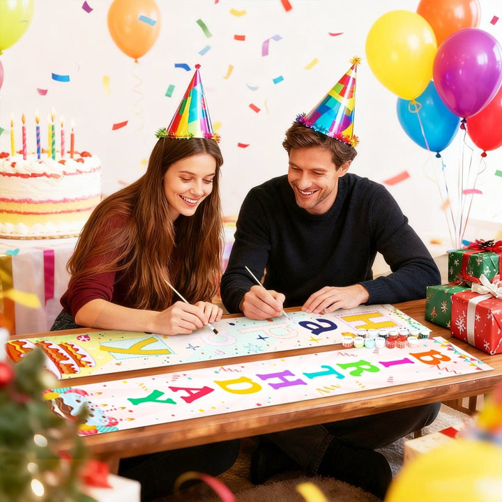 Paint By Numbers KitPorch Sign - Happy Birthday Multicolor Letters - isuvio