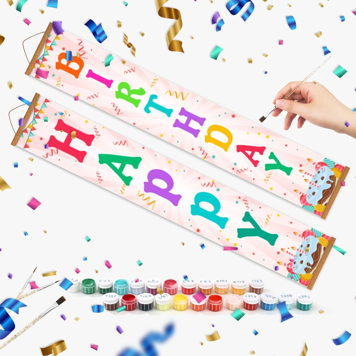 Paint By Numbers KitPorch Sign - Happy Birthday Multicolor Letters - isuvio