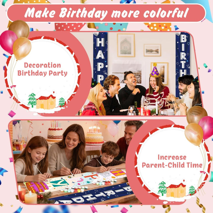 Paint By Numbers KitPorch Sign - Happy Birthday Navy Balloons - isuvio
