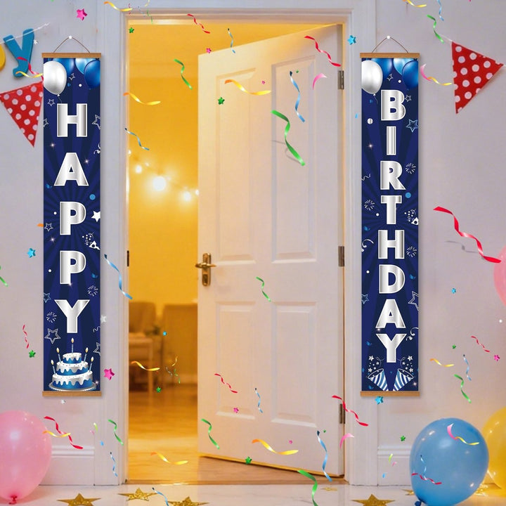 Paint By Numbers KitPorch Sign - Happy Birthday Navy Balloons - isuvio