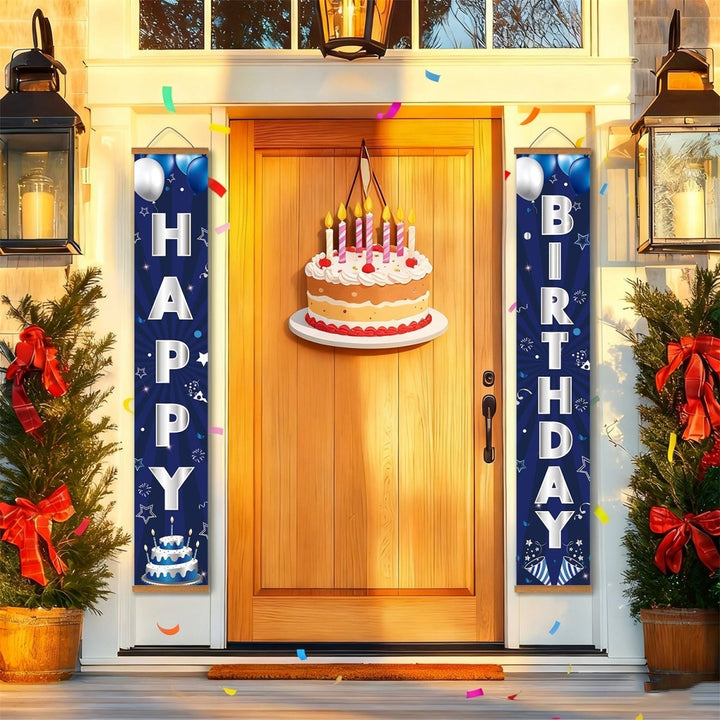 Paint By Numbers KitPorch Sign - Happy Birthday Navy Balloons - isuvio