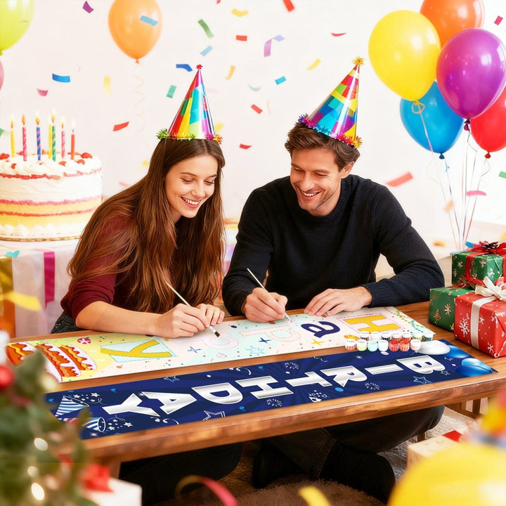 Paint By Numbers KitPorch Sign - Happy Birthday Navy Balloons - isuvio