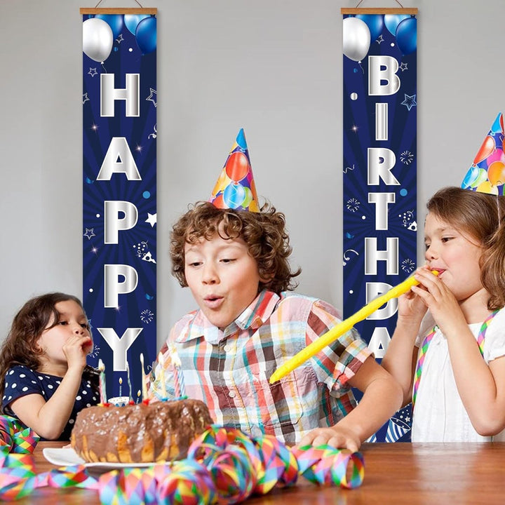 Paint By Numbers KitPorch Sign - Happy Birthday Navy Balloons - isuvio