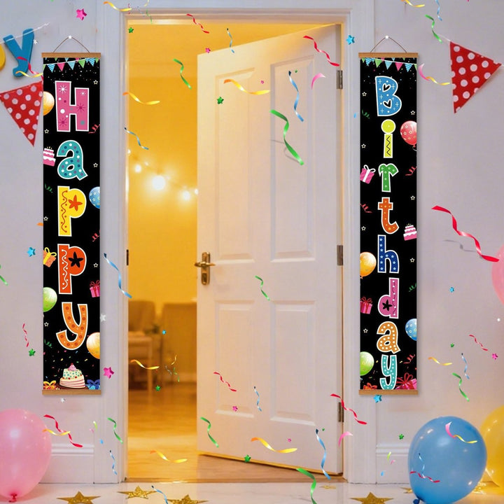 Paint By Numbers KitPorch Sign - Happy Birthday Neon Doodles Black - isuvio
