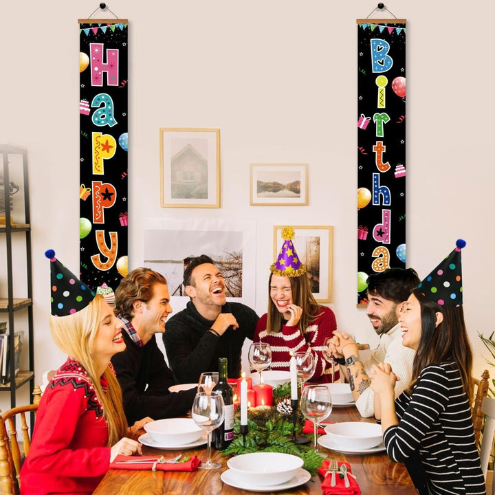 Paint By Numbers KitPorch Sign - Happy Birthday Neon Doodles Black - isuvio