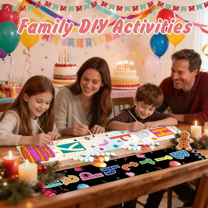Paint By Numbers KitPorch Sign - Happy Birthday Neon Doodles Black - isuvio