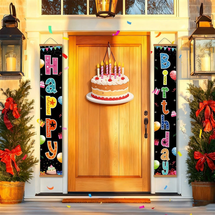 Paint By Numbers KitPorch Sign - Happy Birthday Neon Doodles Black - isuvio