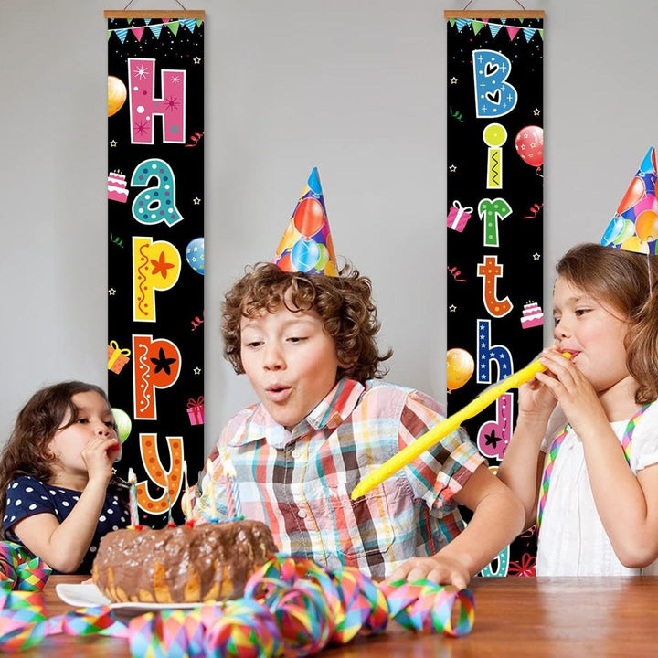Paint By Numbers KitPorch Sign - Happy Birthday Neon Doodles Black - isuvio