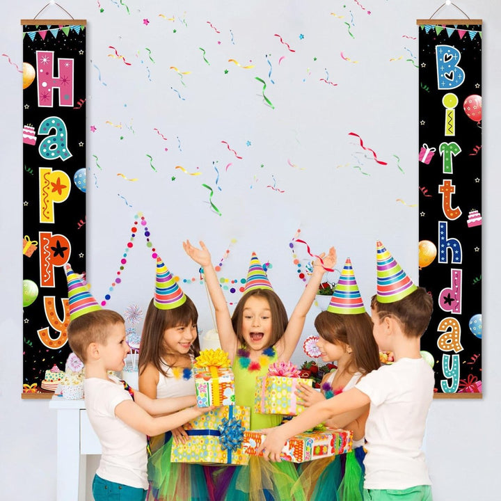 Paint By Numbers KitPorch Sign - Happy Birthday Neon Doodles Black - isuvio