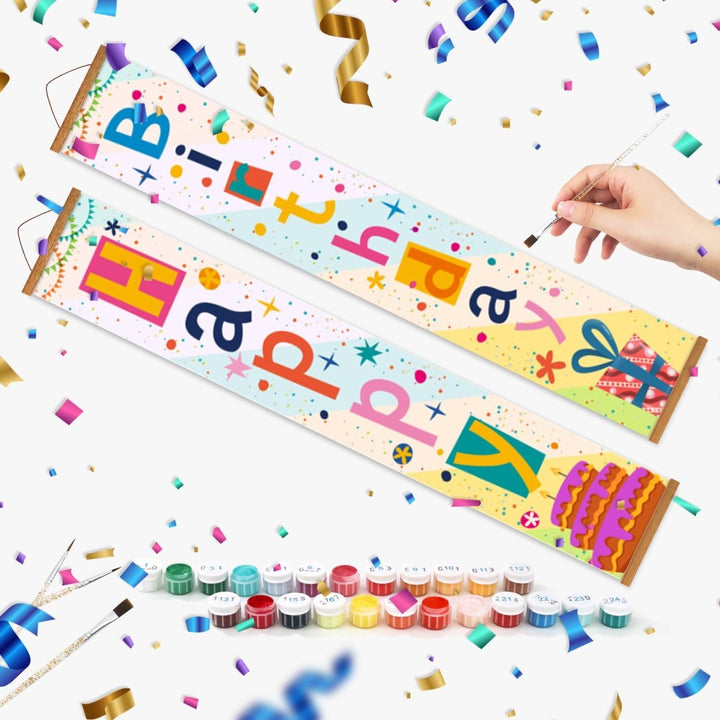 Paint By Numbers KitPorch Sign - Happy Birthday Pastel Letters - isuvio