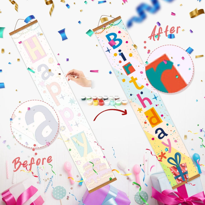 Paint By Numbers KitPorch Sign - Happy Birthday Pastel Letters - isuvio