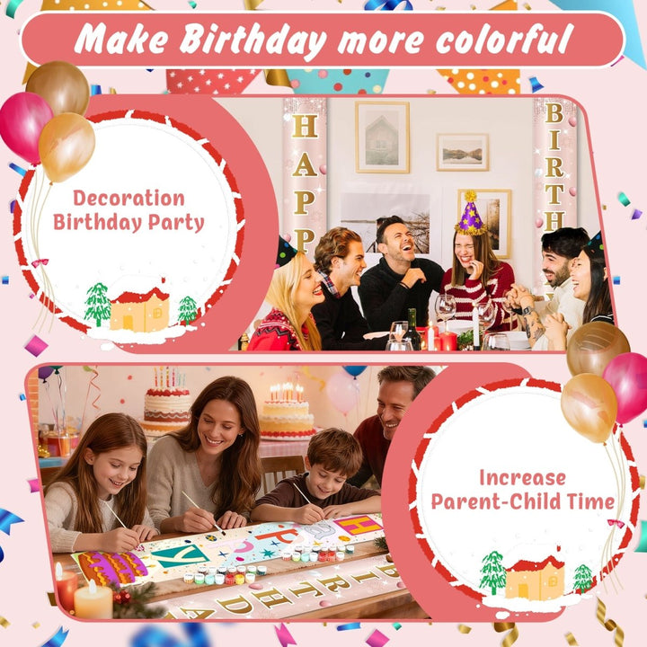 Paint By Numbers KitPorch Sign - Happy Birthday Rose Gold Letters - isuvio