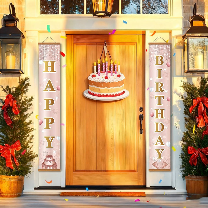 Paint By Numbers KitPorch Sign - Happy Birthday Rose Gold Letters - isuvio