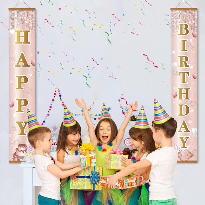 Paint By Numbers KitPorch Sign - Happy Birthday Rose Gold Letters - isuvio