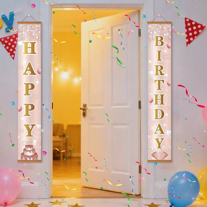 Paint By Numbers KitPorch Sign - Happy Birthday Rose Gold Letters - isuvio