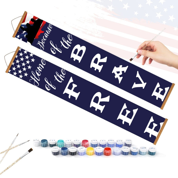 Paint By Numbers KitPorch Sign - Home of the Free and Brave - isuvio