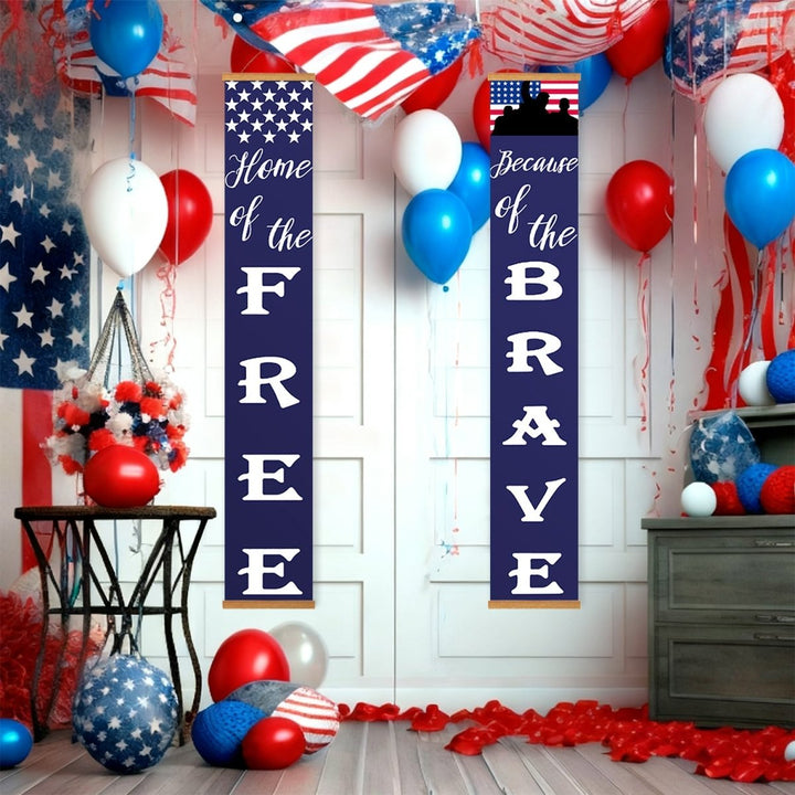 Paint By Numbers KitPorch Sign - Home of the Free Brave Flag - isuvio