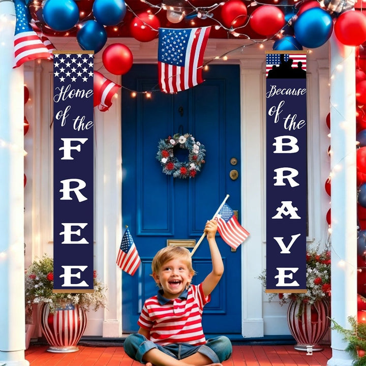 Paint By Numbers KitPorch Sign - Home of the Free Brave Flag - isuvio