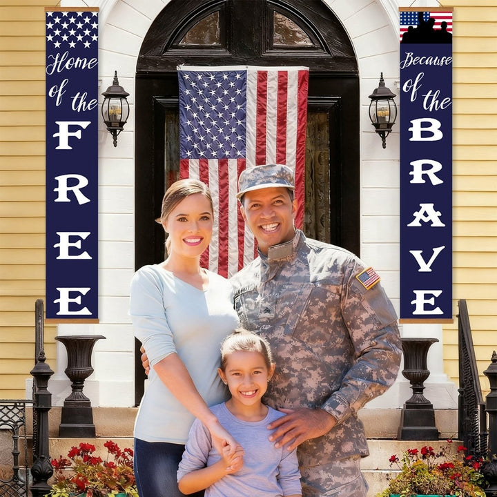 Paint By Numbers KitPorch Sign - Home of the Free Brave Flag - isuvio