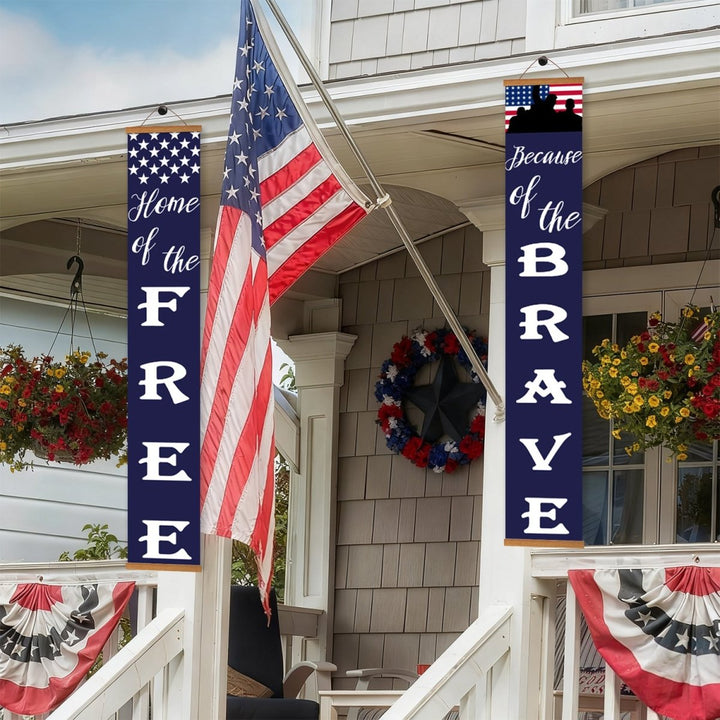 Paint By Numbers KitPorch Sign - Home of the Free Brave Flag - isuvio