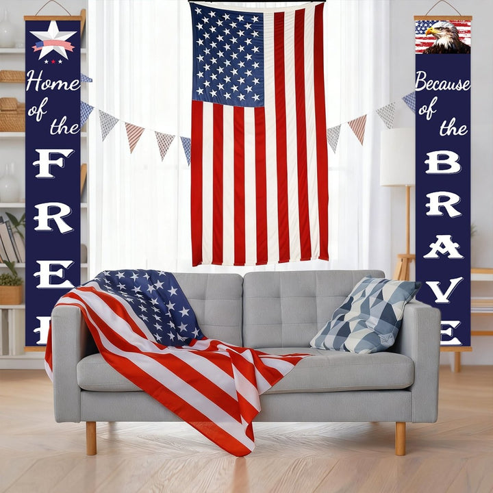 Paint By Numbers KitPorch Sign - Home of the Free Brave Star and Flag - isuvio