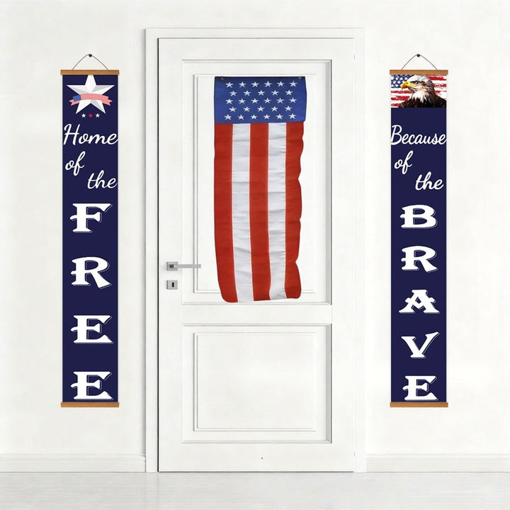 Paint By Numbers KitPorch Sign - Home of the Free Brave Star and Flag - isuvio