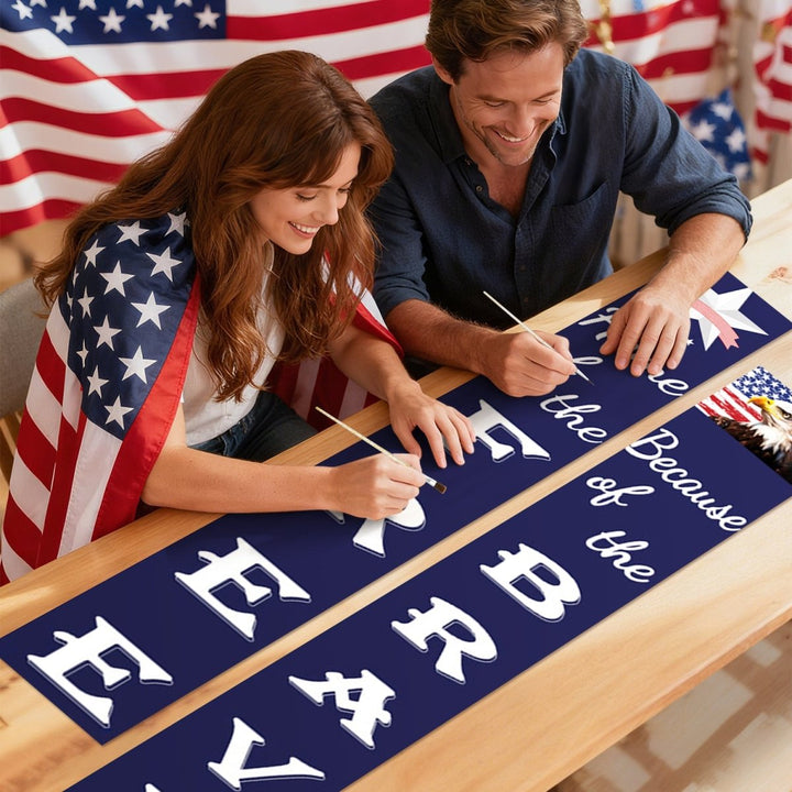 Paint By Numbers KitPorch Sign - Home of the Free Brave Star and Flag - isuvio