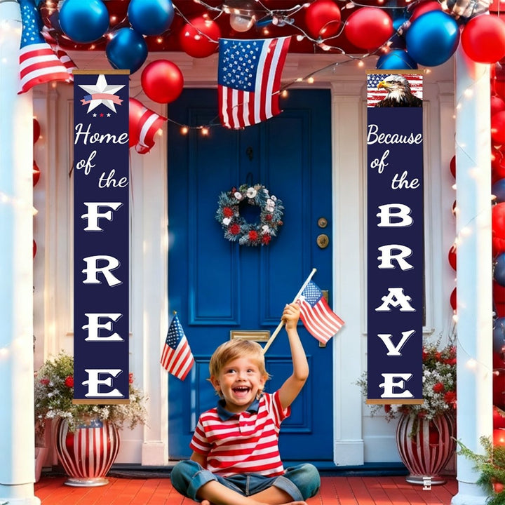 Paint By Numbers KitPorch Sign - Home of the Free Brave Star and Flag - isuvio