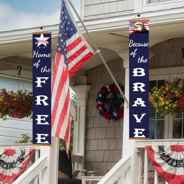 Paint By Numbers KitPorch Sign - Home of the Free Brave Star and Flag - isuvio
