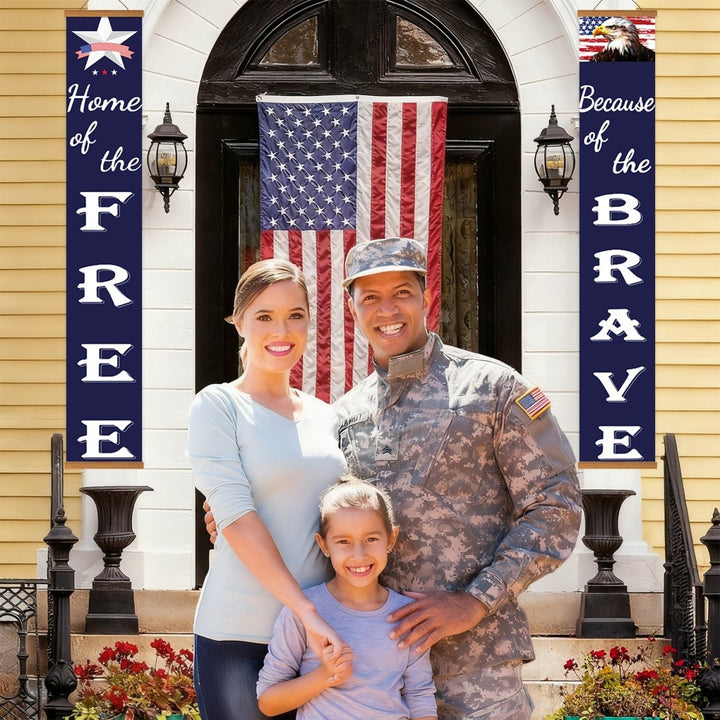 Paint By Numbers KitPorch Sign - Home of the Free Brave Star and Flag - isuvio