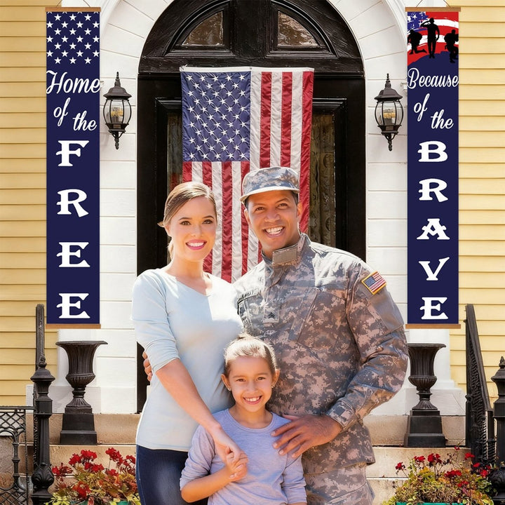 Paint By Numbers KitPorch Sign - Home of the Free Brave Star Banner - isuvio